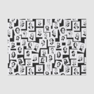 Papier Mousseline Motif avec portraits des plus grands compositeurs