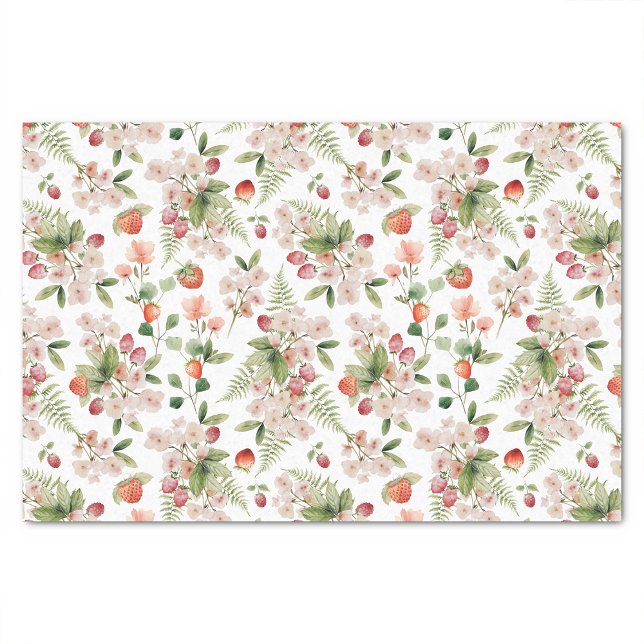 Papier Mousseline Motif Baie (Floral Berry Pattern Tissue Paper by Painted Paperie
)