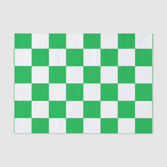Papier Mousseline Motif blanc À damiers blanc vert (Recto)