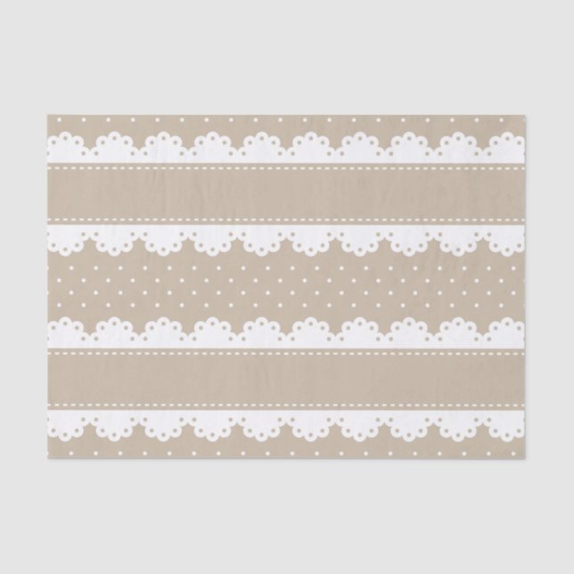 Papier Mousseline Motif blanc beige mignon de dentelle de point de (Recto)