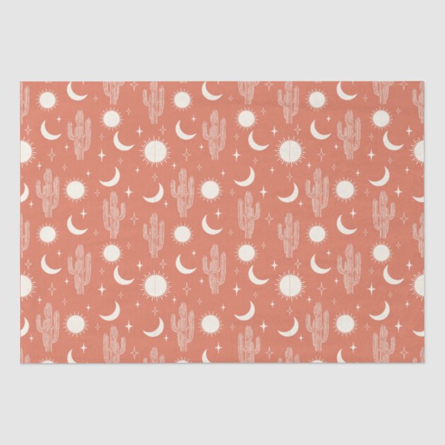 Papier Mousseline Motif blanc Cactus (Recto)