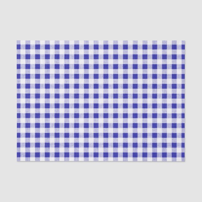 Papier Mousseline Motif blanc de guingan de bleu marine (Recto)
