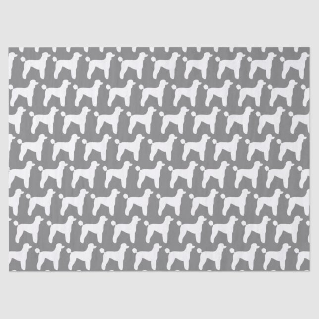 Papier Mousseline Motif blanc de silhouettes de caniche standard (Recto)