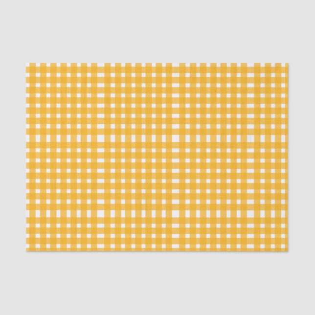 Papier Mousseline Motif blanc En vichy jaune (Recto)