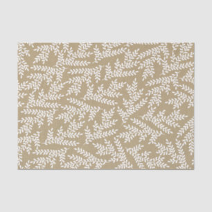 Papier Mousseline Motif blanc texturisé rustique de feuillage de