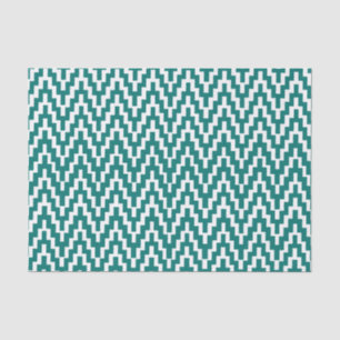 Papier Mousseline Motif blanc turquoise de rayures de zigzag d'Ikat