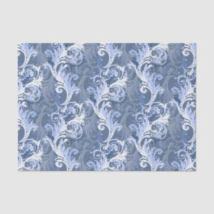 Papier Mousseline motif bleu baroque