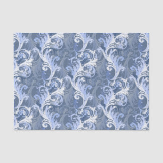 Papier Mousseline motif bleu baroque