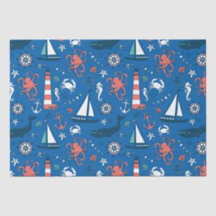 Papier Mousseline Motif bleu blanc et orange