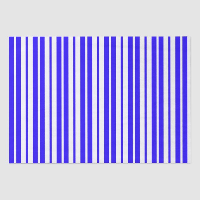 Papier Mousseline Motif Bleu Blanc Vertical Grilles (Recto)