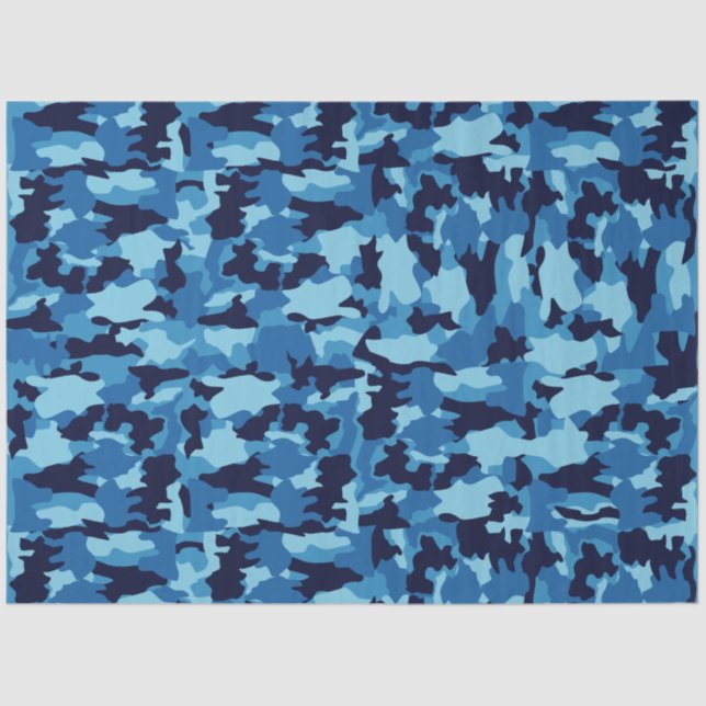Papier Mousseline motif bleu camouflage de l'armée (Recto)