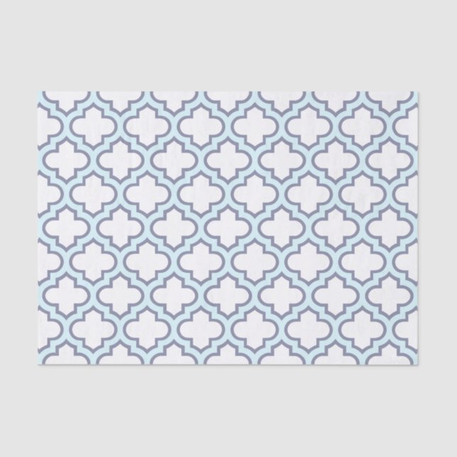Papier Mousseline Motif bleu-clair élégant de Quatrefoil de Marocain (Recto)