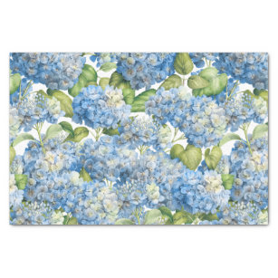 Papier Mousseline Motif bleu classique floral d'hortensia