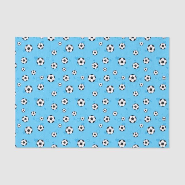 Papier Mousseline Motif bleu de ballon de football (Recto)