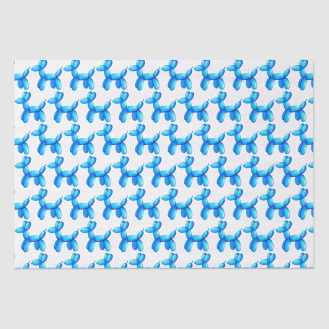 Papier Mousseline Motif bleu de chien de caniche d'animaux de ballon (Recto)