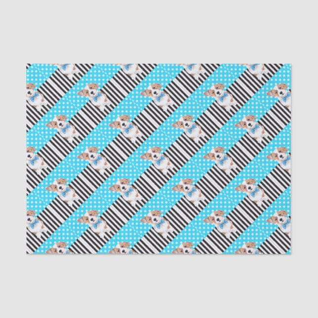 Papier Mousseline Motif bleu de Corgi (Recto)