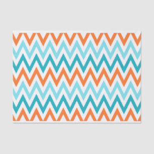 Papier Mousseline Motif bleu de zigzag d'Aqua orange moderne de