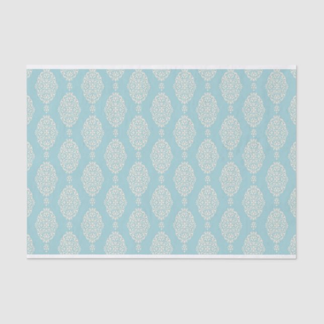 Papier Mousseline Motif bleu et bleu Damas (Recto)