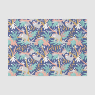 Papier Mousseline Motif bleu tropical de paresse