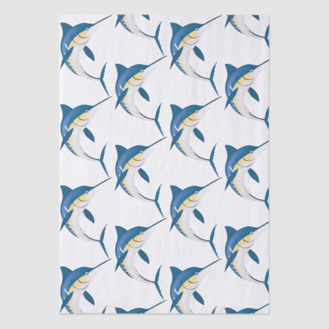 Papier Mousseline Motif Blue Marlin (Recto)