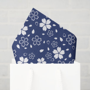 Papier Mousseline Motif Blue Sakura