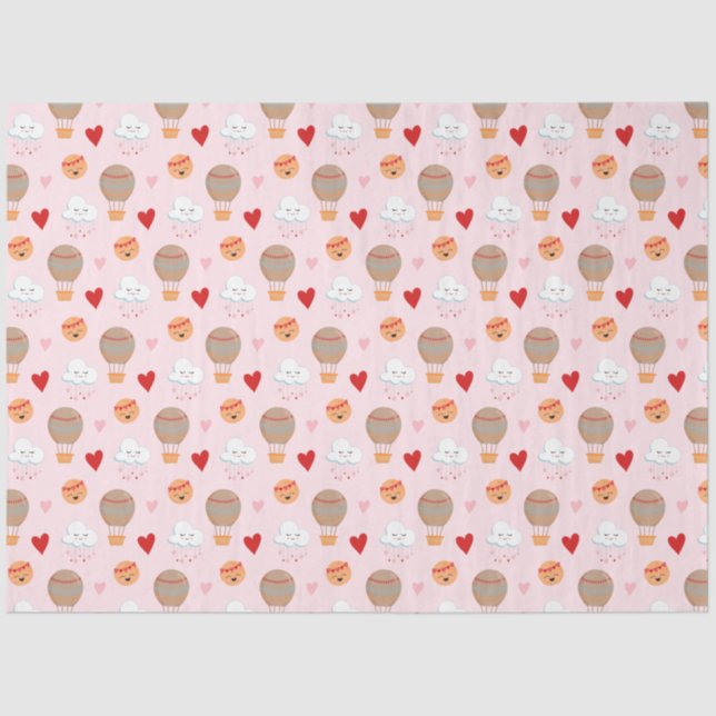 Papier Mousseline Motif Boho mignon en rose (Recto)