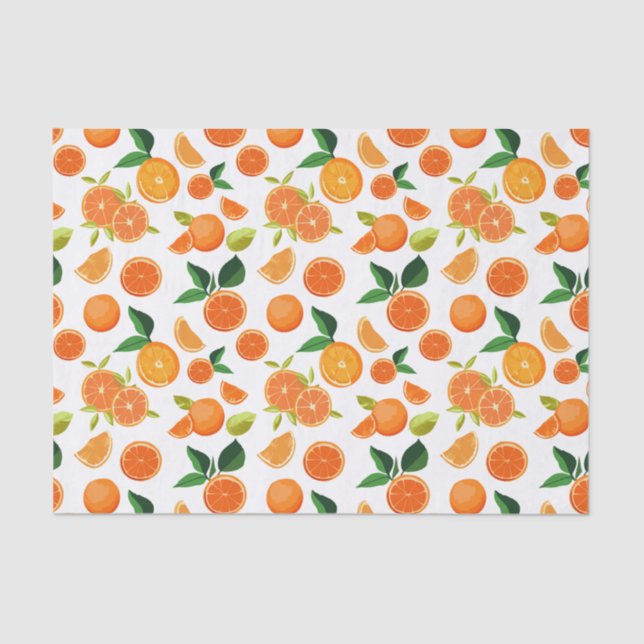 Papier Mousseline Motif botanique d'agrumes orange (Recto)