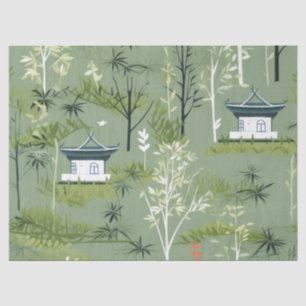 Papier Mousseline Motif botanique de la forêt de bambou Zen (2)