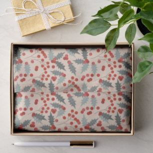 Papier Mousseline Motif botanique de Noël Holly Berry moderne