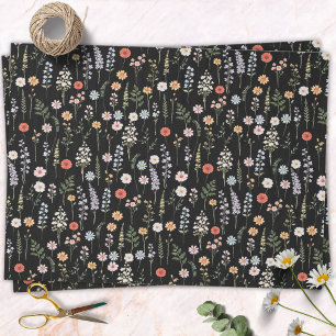 Papier Mousseline Motif botanique floral de fleurs sauvages à l'aqua