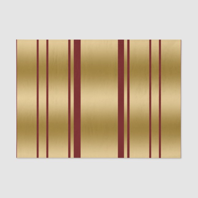 Papier Mousseline Motif Bourgogne & Gold Stripes (Recto)
