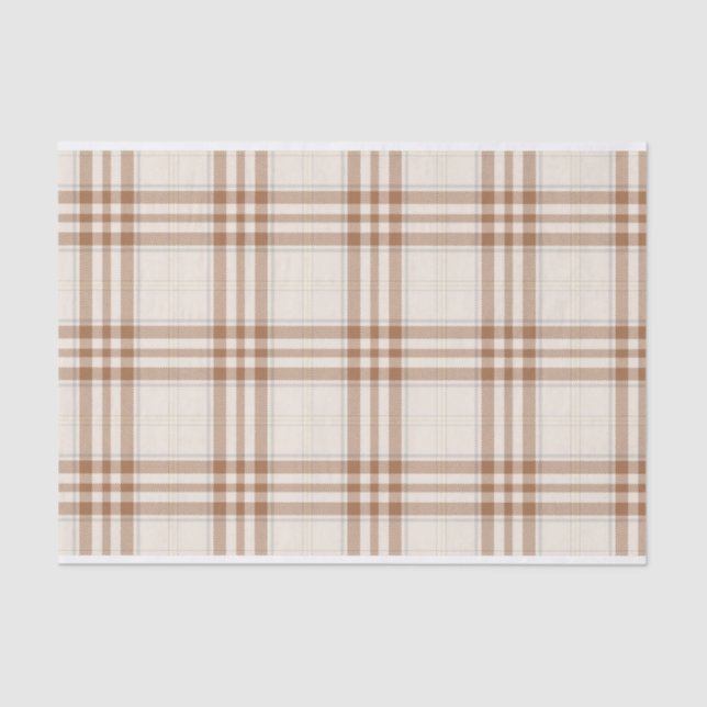 Papier Mousseline MOTIF Brown et TAN NEUTRAL PLAID (Recto)