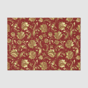 Papier Mousseline Motif Brown & Gold Floral Damques