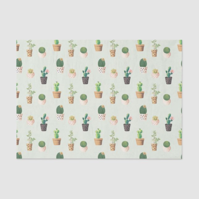 Papier Mousseline Motif Cactus - Plante réussi (Recto)