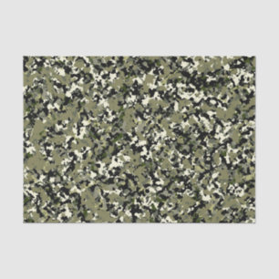 Papier Mousseline Motif Camouflage Cool noir vert Imprimer
