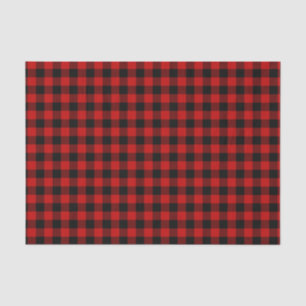 Papier Mousseline Motif carreau rouge noir