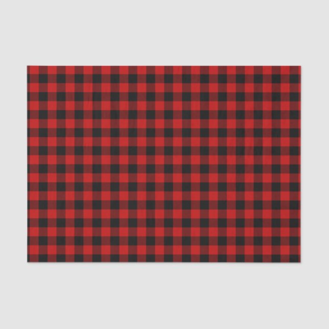 Papier Mousseline Motif carreau rouge noir (Recto)