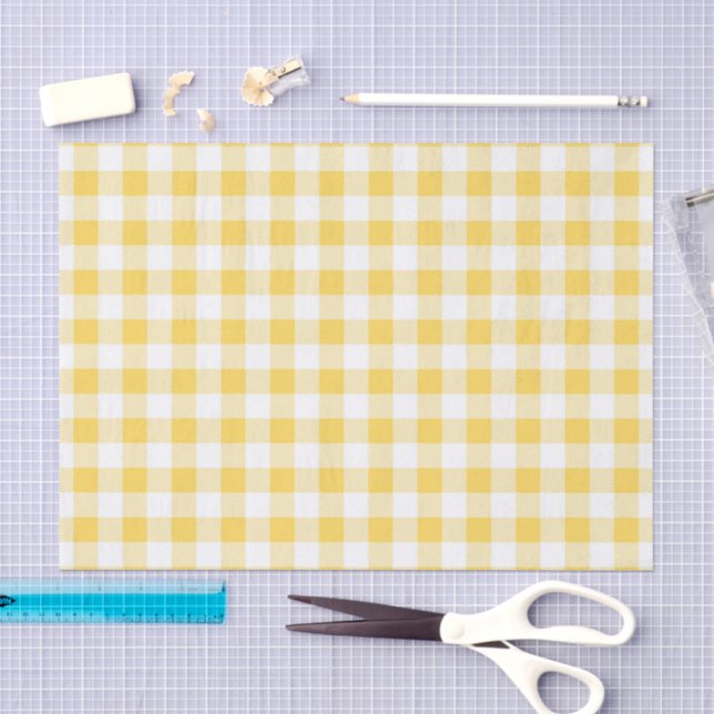 Papier Mousseline Motif carreaux jaune moderne  (Artisanat)