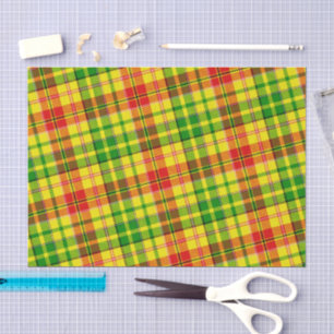 Papier Mousseline Motif carreaux tartan jaune rouge vert