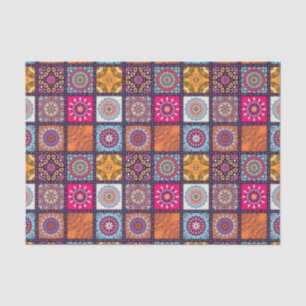Papier Mousseline Motif carrelé floral de mandala spirituel