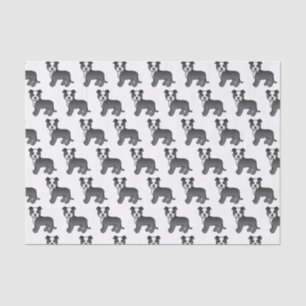 Papier Mousseline Motif Cartographié Chien noir et blanc