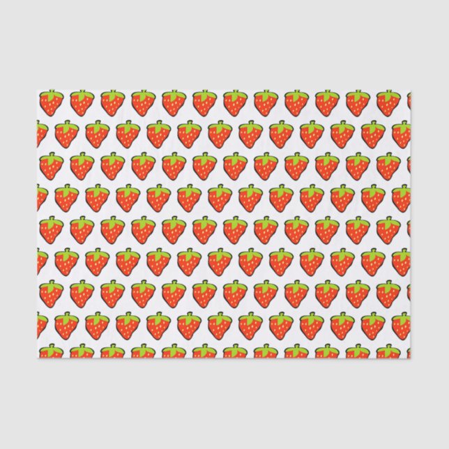 Papier Mousseline Motif Cartoon Fraises (Recto)