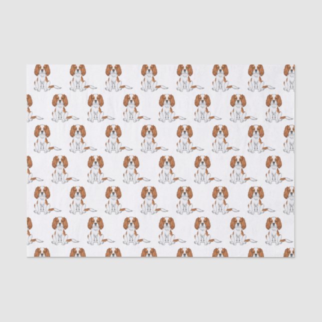 Papier Mousseline Motif Cavalier King Charles Spaniel Blenheim (Recto)