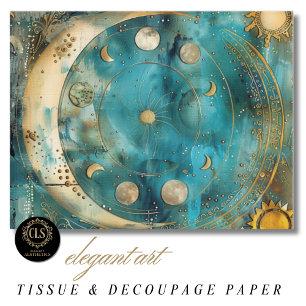 Papier Mousseline Motif céleste Soleil et Lune