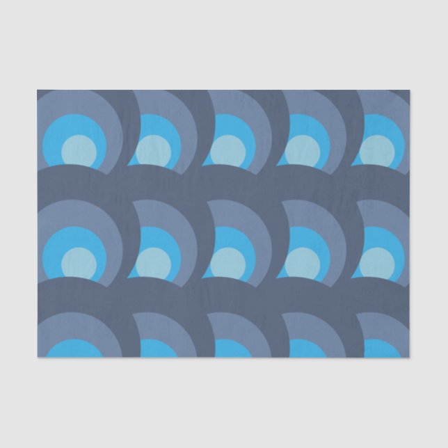 Papier Mousseline Motif Cercles Bleus Rétro (Recto)