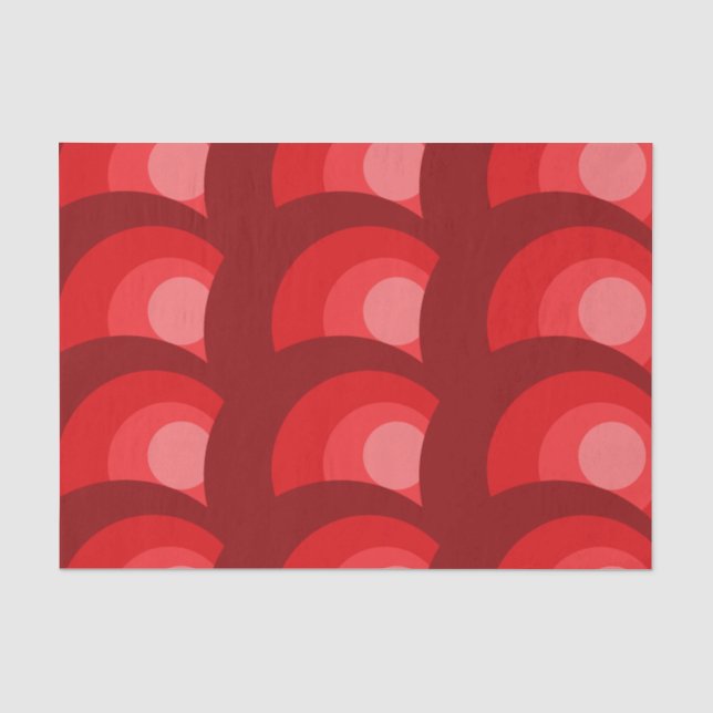 Papier Mousseline Motif Cercles Rouges Rétro (Recto)