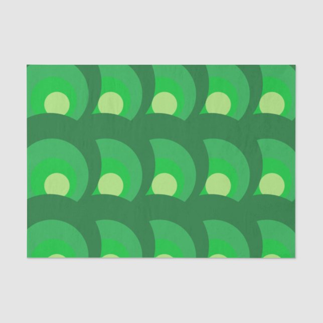 Papier Mousseline Motif Cercles Verts Rétro (Recto)