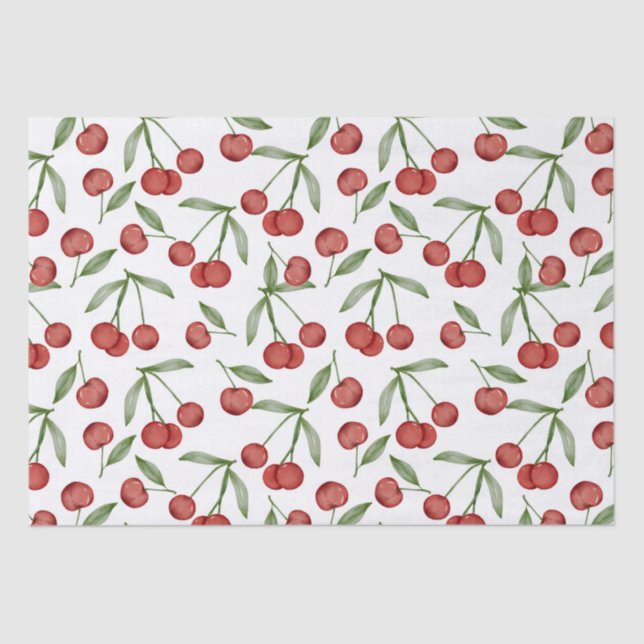 Papier Mousseline Motif cerise (Recto)