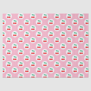 Papier Mousseline Motif Cerise – Cadeau & Décoration Rétro aux Fruit