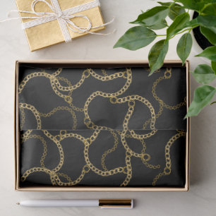 Papier Mousseline Motif Chaînes en Or Style Street Urbain